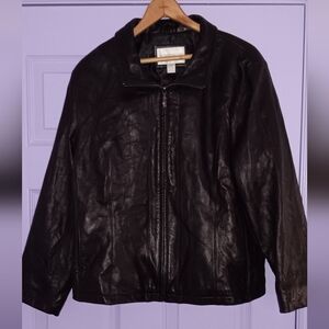 Worthington | Womens Genuine Lambskin Black Leather Coat Size XLP